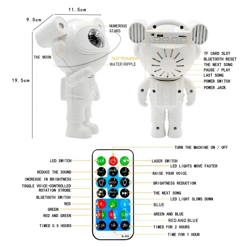 Galaxy Astronaut Projector Bluetooth Speaker