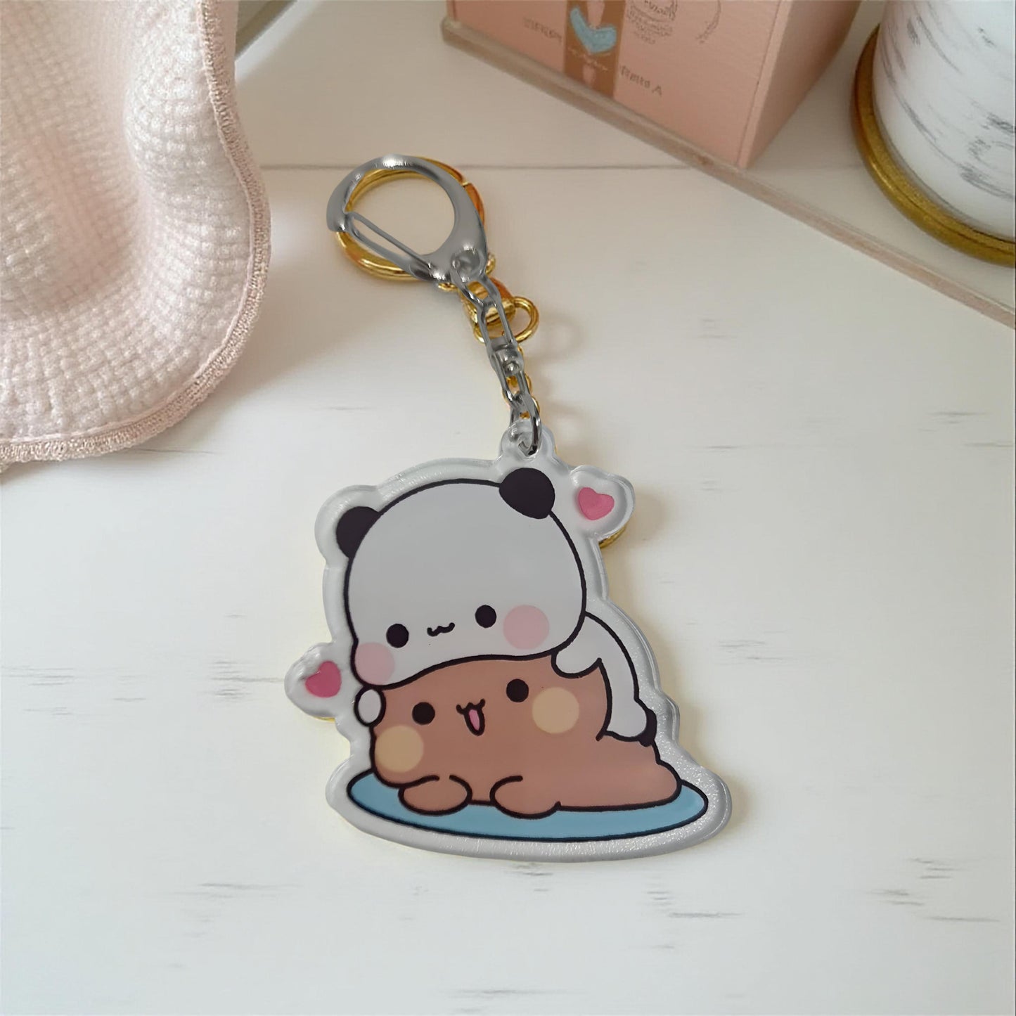 2PCS Dudu Bubu - Peach Goma KeyRing