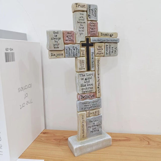 Religious Decoration Cross with Inspirational Quotes