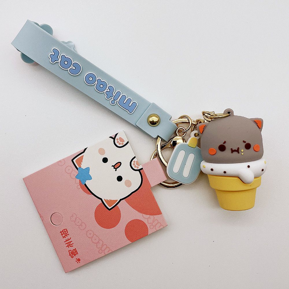 2Pcs Couple Peach Goma Keyrings